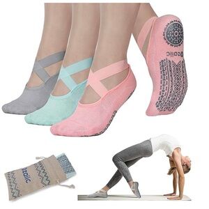 Ozaiic new in bag. Yoga or ballet socks. 3 pairs. Pink gray and mint green.